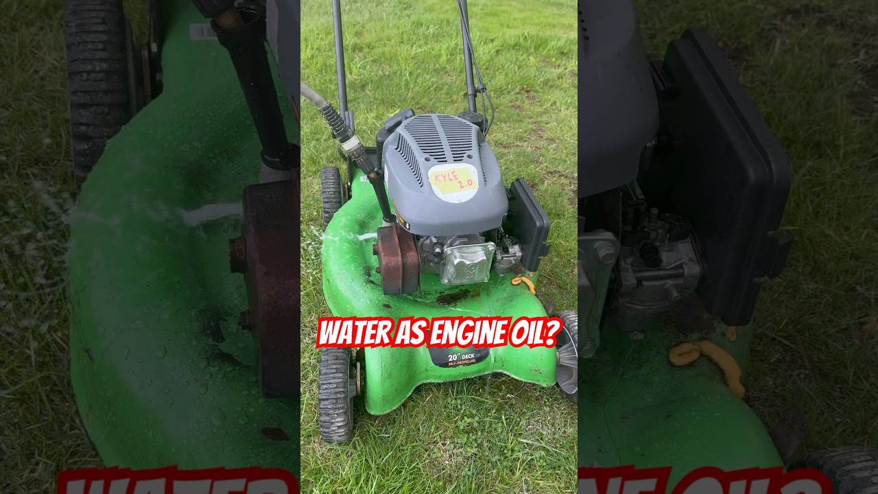 🤔 How long will Kyle 2.0 run with water instead of engine oil? #water #engineoil #mower #testing