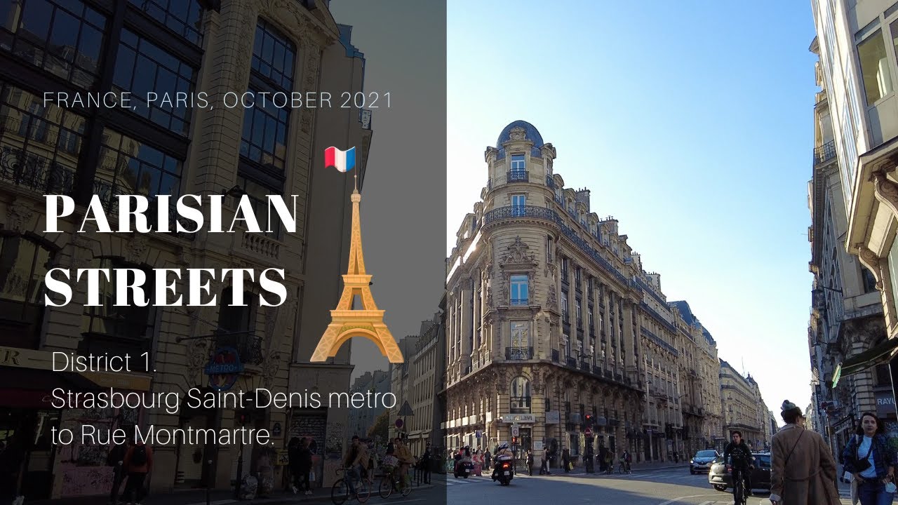 Walking on calm Parisian streets via Strasbourg SaintDenis metro to