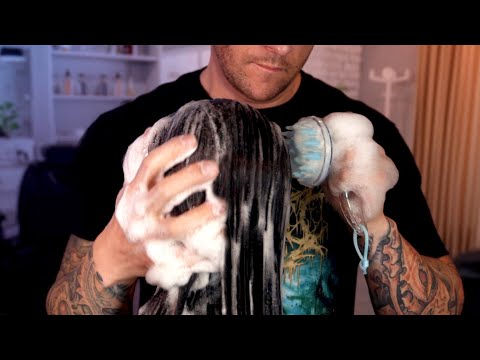 ASMR | Relaxing Shampoo, Scalp Massage, Hair Brushing | No Talking Male