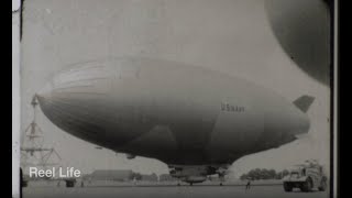 1956 Mystery reel! Unknown US Navy blimp, takeoff, flight and landing, Lakehurst, New Jersey