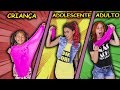 CRIANÇA VS ADOLESCENTE VS ADULTO FAZENDO SLIME  ( Pretend Play Slime Challenge )