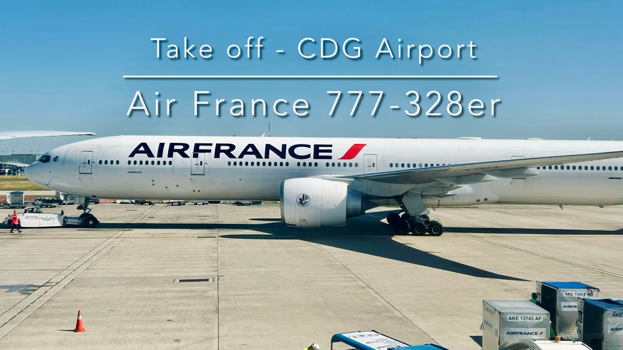 Take off on an Air France Boeing 777-328er (F-GZNK) + GE90-115 sound - CDG to JFK - June 24th 2025