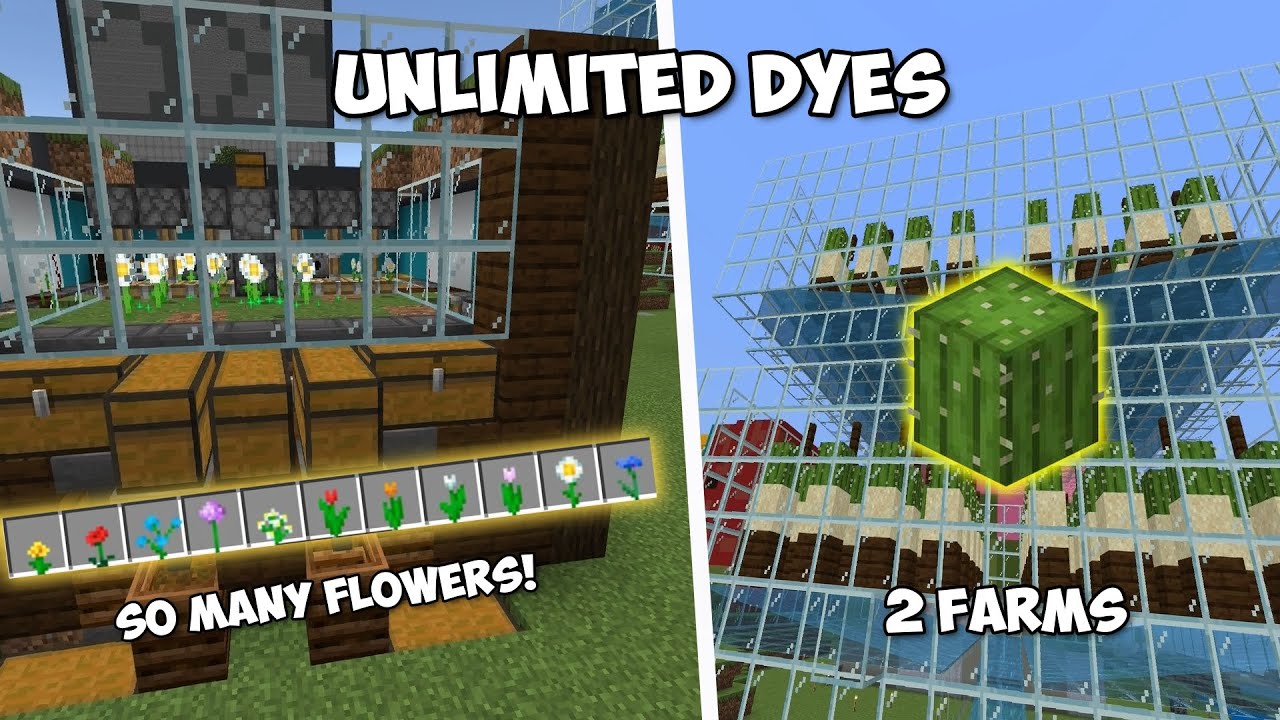 SO Many Dyes (Minecraft 1.20 Cactus and flower farm) - YouTube