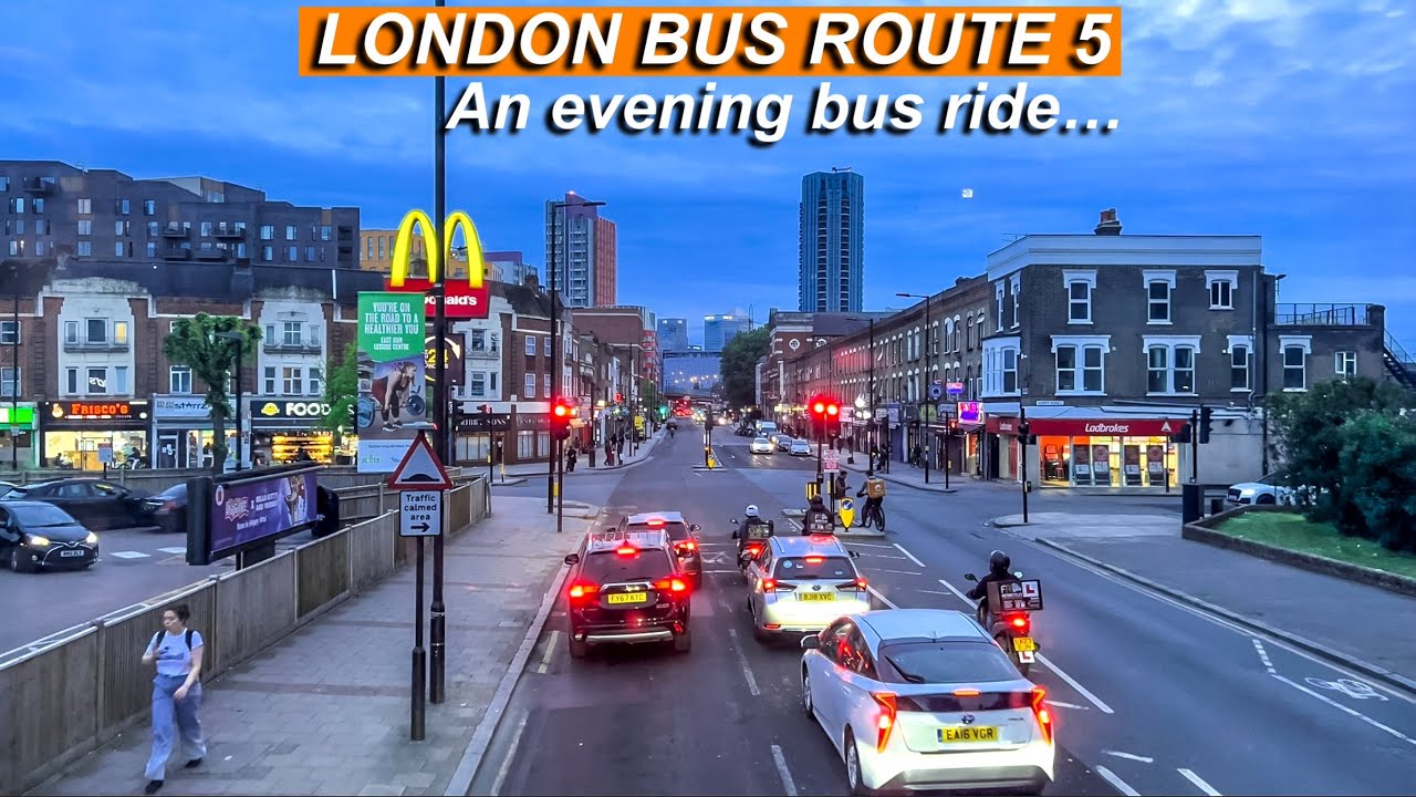 London Bus 5, Upper Deck Bus Ride 🚌 Romford Market To Canning Town Station | Evening Bus Ride