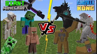 Godzilla VS Kong VS Giant Minecraft MOBS (BIG MINECRAFT BATTLE)