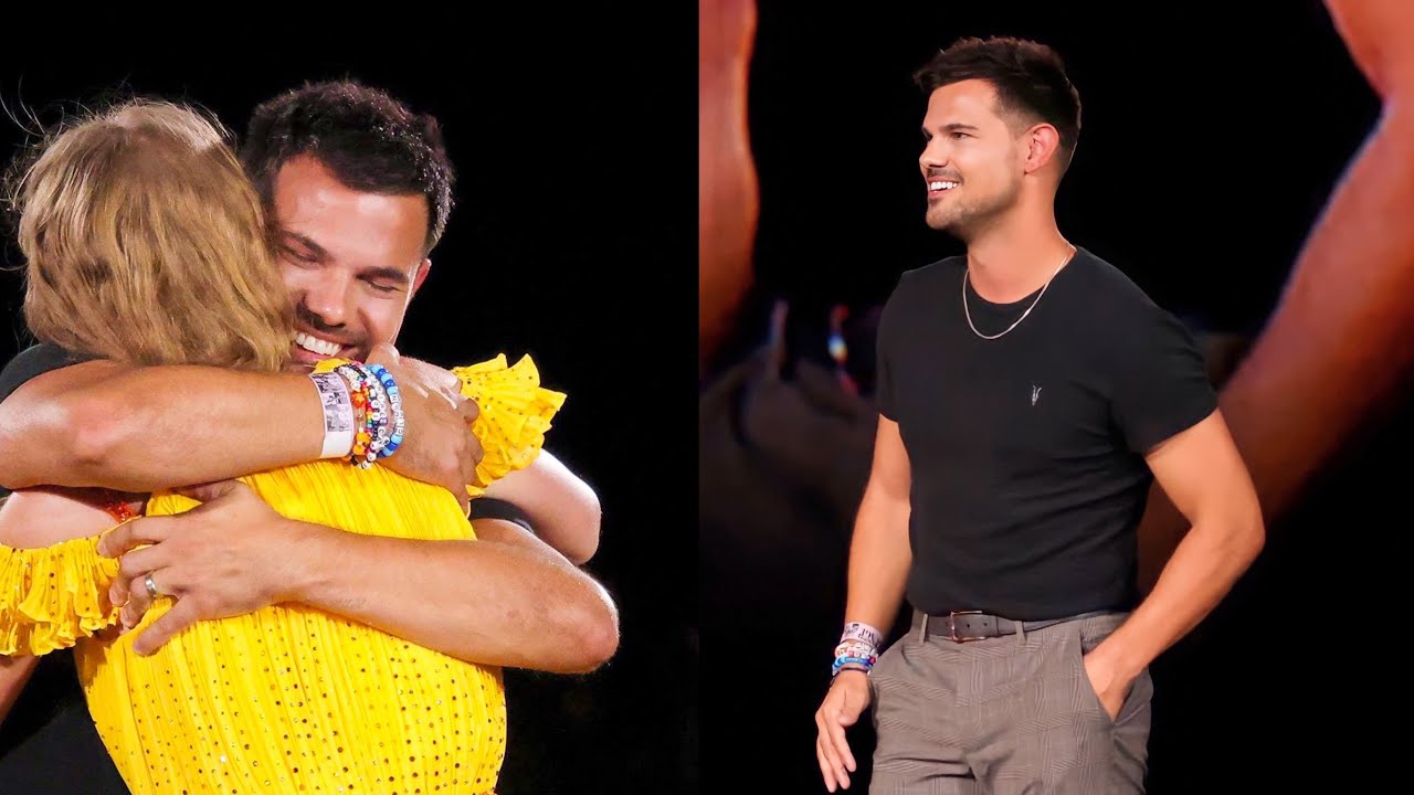 Taylor Lautner on The Eras Tour onstage with Taylor Swift (2023)
