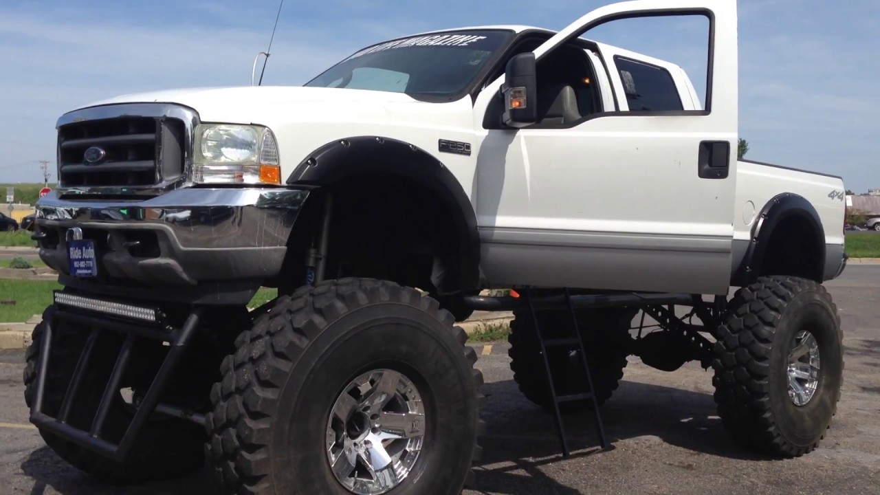 2003 White F250 XLT MONSTER TRUCK 24" inch lift kit YouTube