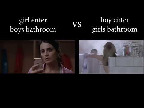 Girl enter boys bathroom vs Boy enter girls bathroom 🥰🤣 || boy vs girl memes 😍  #girlvsboymeme #meme