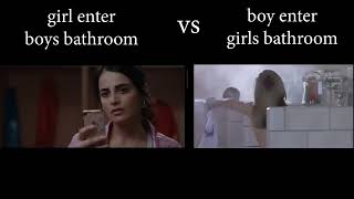 Girl enter boys bathroom vs Boy enter girls bathroom 🥰🤣 || boy vs girl memes 😍  #girlvsboymeme #meme screenshot 4