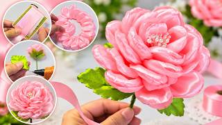 The Secret to Perfect Satin Ribbon Roses! Puffy Flower Craft With Simple Tricks🌹