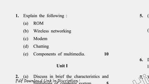 BBA 2nd Sem Computer Application in Management Question Paper 2019