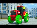 Trabajo de Tractor rojo - rueda verde de un tractor rojo - caricatura en español