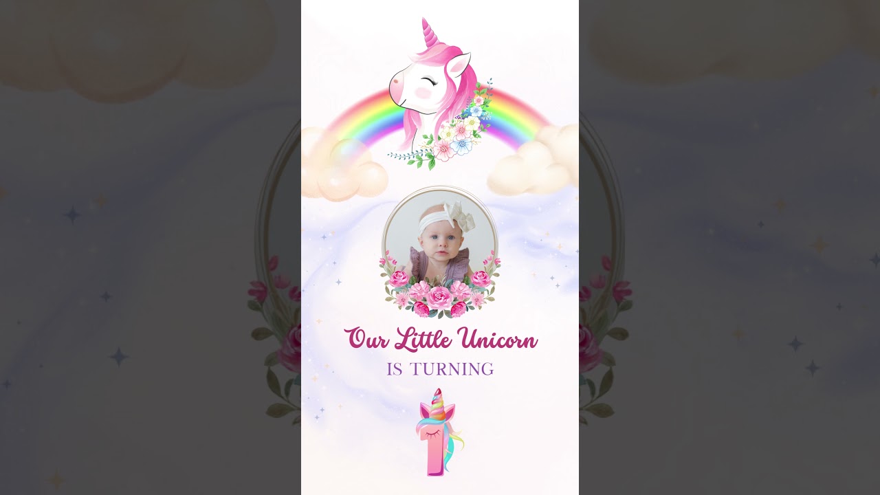UNICORN THEME FIRST BIRTHDAY INVITE // BABY GIRL FIRST BIRTHDAY INVITATION