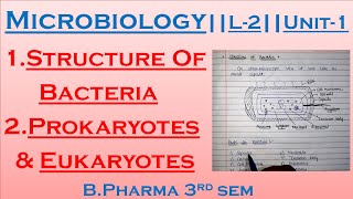 Microbiology || Structure Of Bacteria || Prokaryotes & Eukaryotes ||L-2||Unit-1|| B.pharma 3rd sem