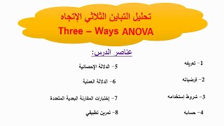 تحليل التباين الثلاثي الإتجاه - Three Ways ANOVA