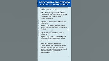Dispatcher Interview Questions and Answers