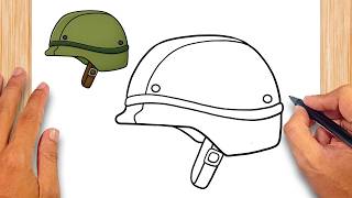 How to draw Military Helmet - Easy Drawing for Kids & Beginners
