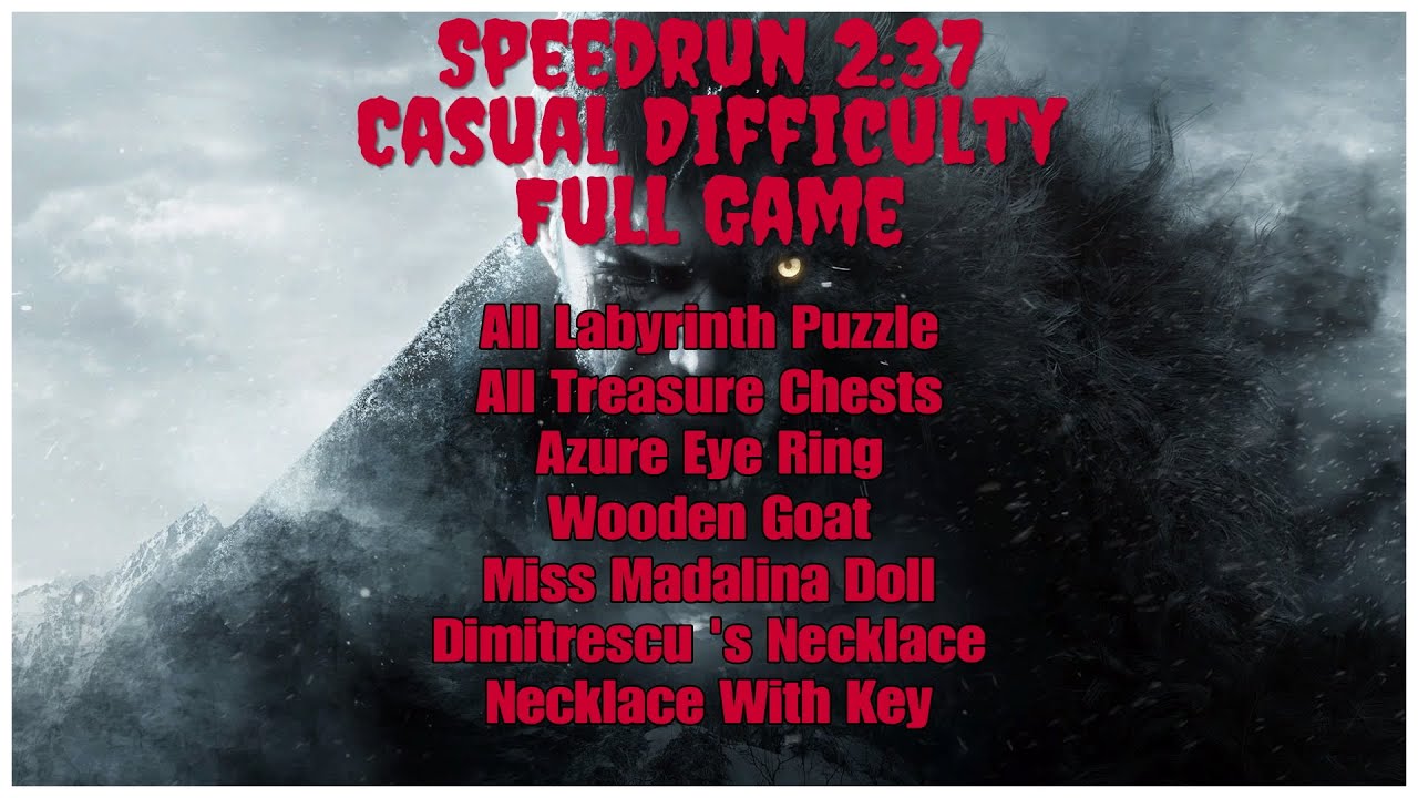 Resident Evil Village Speedrun Casual Difficulty Full Game All Labyrinth Puzzle All Treasure Chests