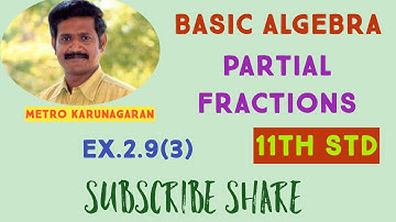 11th Std Maths Ex.2.9(3) Resolve into partial fractions x/ (x^2+1)(x-1)(x+2)
