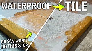 WHY You Should Tile Your Floors FIRST! Waterproofing & Tiling a Shower Floor Step by Step screenshot 3