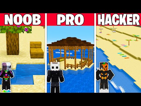 NOOB vs PRO vs HACKER: DEVASA PLAJ YAPI KAPIŞMASI! - Minecraft