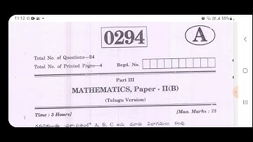 TS inter 2nd year Maths 2B TM Telugu Version model question paper 2023 March IPE #TSInter23 #TSInter