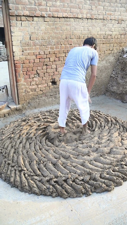 Clay Mixing with Feet 🦶 | Traditional Technique for Perfect Clay 𝐂𝐘 𝐓𝐞𝐜𝐡 #skills #drill #shorts