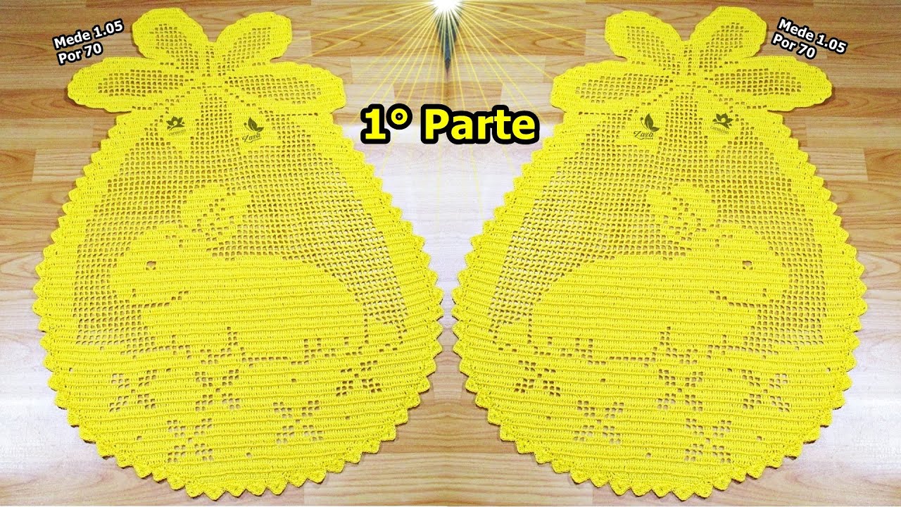 Toalha de Mesa em Crochê Filé Coelhinho da Páscoa 1°Parte