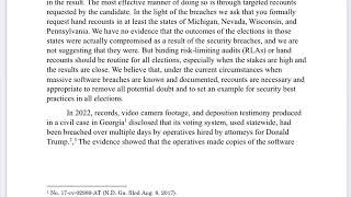 November 13 2024 letter to Kamala Harris regarding vote counts