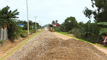 Technique Using A Heavy SANY STG190C-8S Grader To Push Gravel For Base Course Road Construction