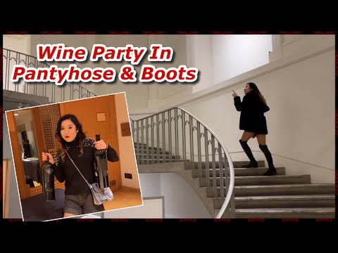 Wine Tasting Event at The Vancouver Art Gallery, Nylons Leather Boots, Mission Hill, Layering Tights
