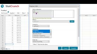 StatCrunch Frequency Table and Histogram with Binning Profile
