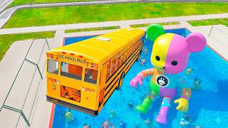 School Bus Down In Swimming Pools – Insane BeamNG Drive BMG Crash You Must See