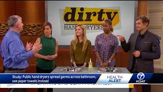 Hand dryers spread gross germs onto your hands, clothes