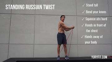 How to do Standing Russian Twists with resistance bands | YuryFit