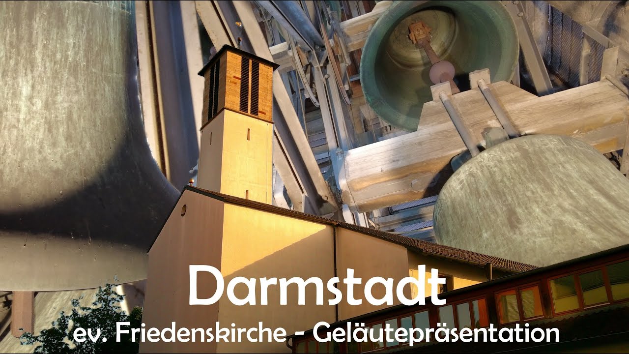 Darmstadt (D) ev. Friedenskirche - Geläutepräsentation (Turmaufnahme)