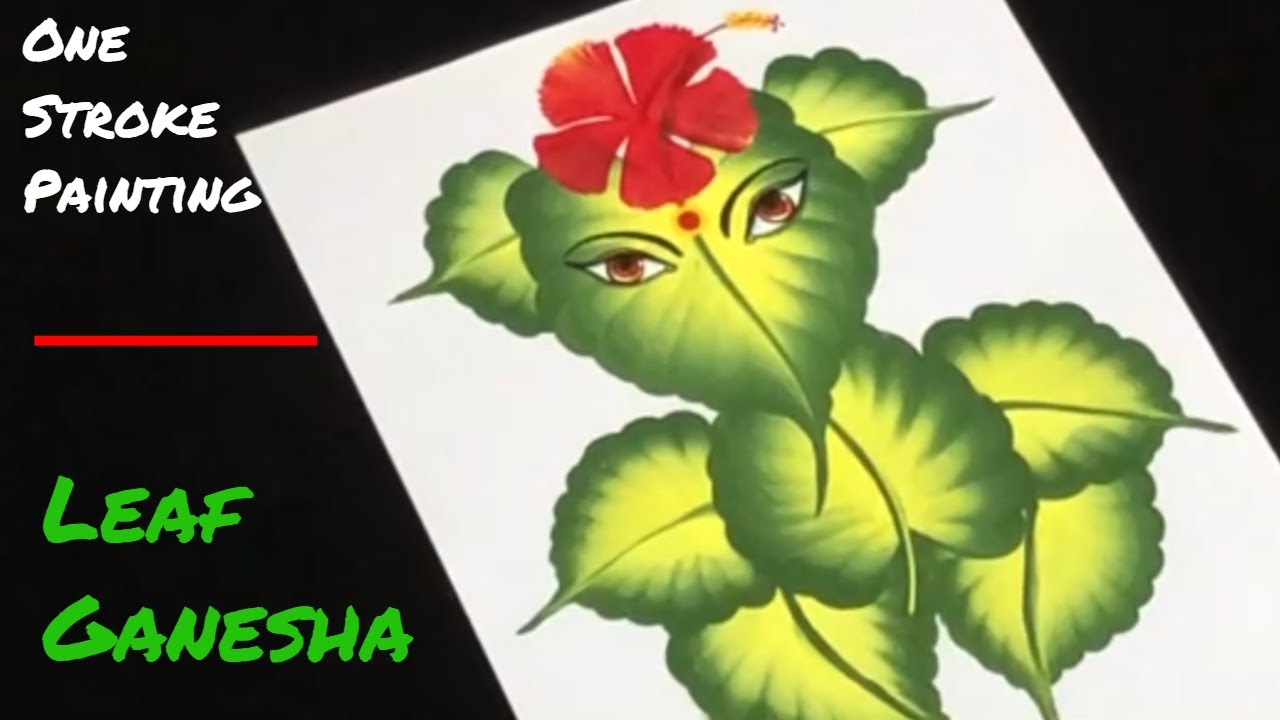 (in English) One Stroke Painting | Leaf Ganesha | Pramod Joseph