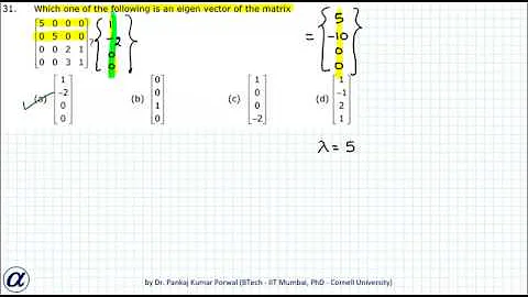 GATE Eigenvalue Eigenvector Short Cut Ex 2 Which one of following eigen vector of matrix ME 2005