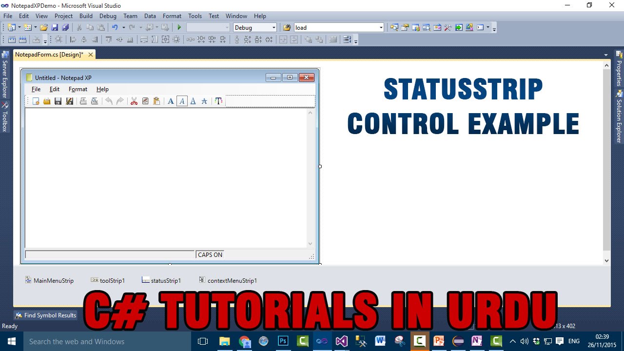 Part 10 - Create Notepad application using C# In Urdu (Statusstrip ...
