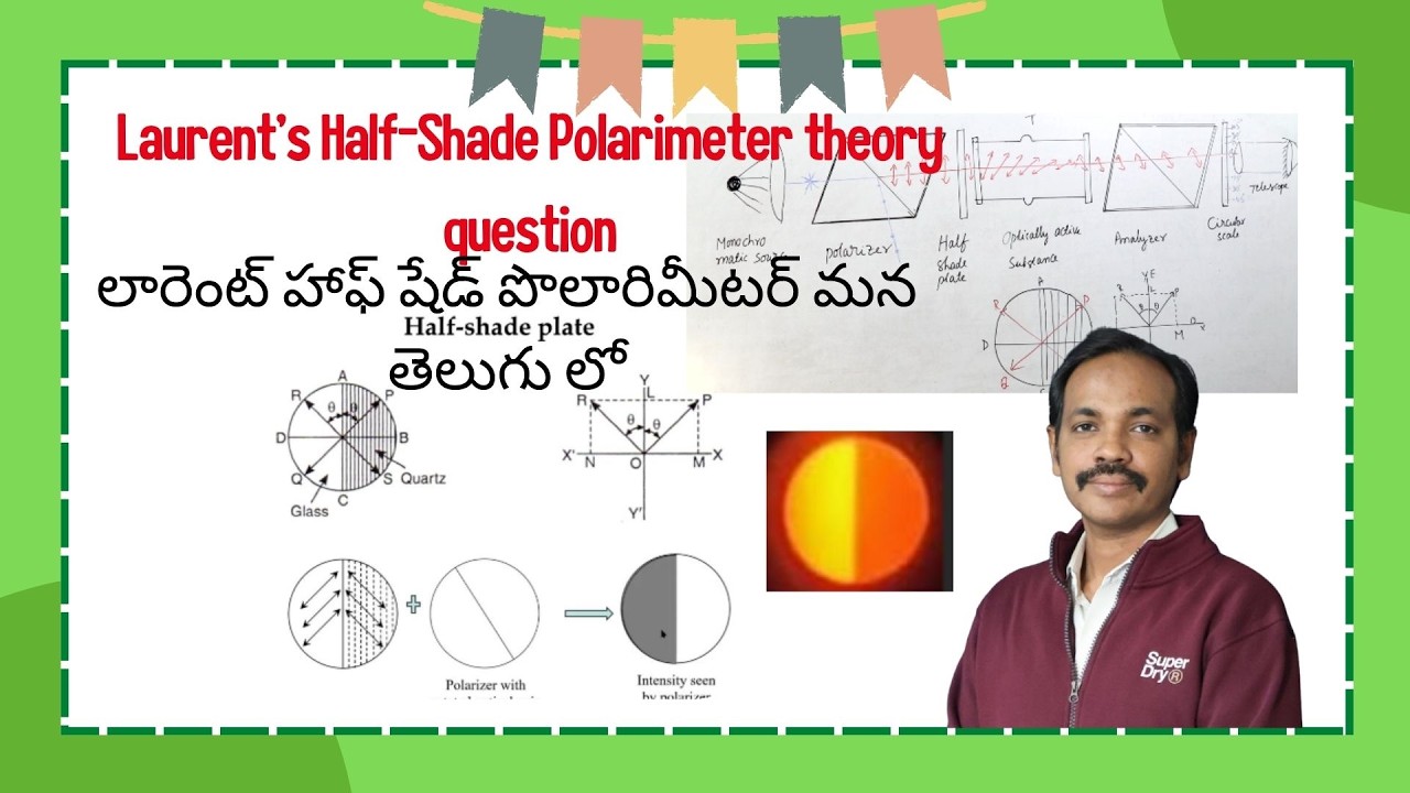 Laurent Half Shade Polarimeter Explained in Telugu | Theory question | B.Sc/B.Tech Physics students