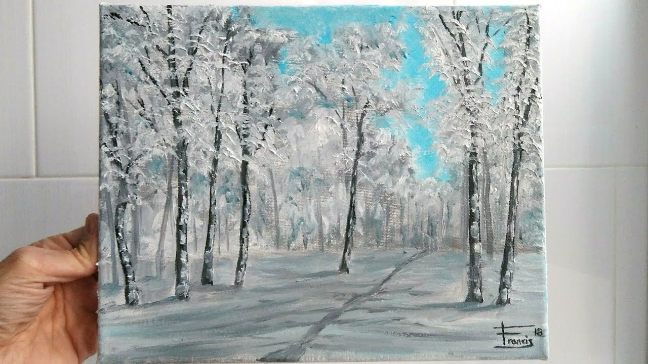 Cómo pintar BOSQUE con nieve al óleo | Pintar con Francis ® [REMAKE]