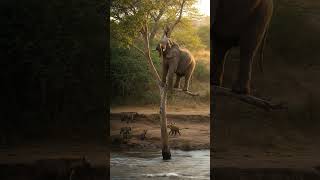 Elephant And Monkey On The Tree