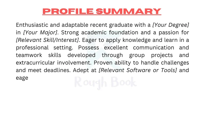 Best PROFILE SUMMARY for Freshers | How to Write Profile Summary | Rough Book #profilesummary