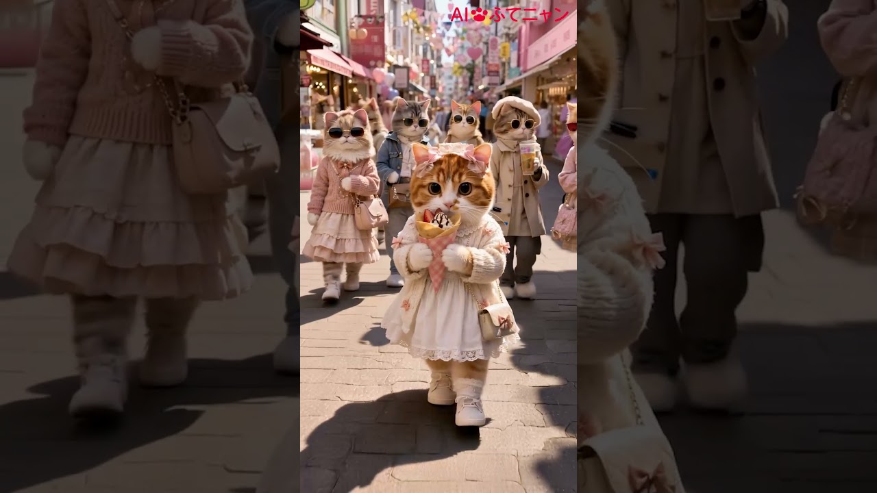 きょうは #クレープの日 おしゃれ番長ふて🎀 #ふてニャン #猫 #cat