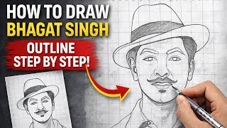 Grid Method Drawing Tutorial 😱 | Veer Bhagat Singh Easy Outline Sketch