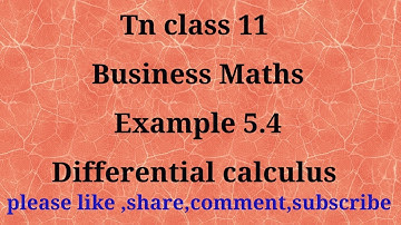 TN 11 Business maths| chapter 5 | example 5.4 | gmrrao maths | Differential calculus|