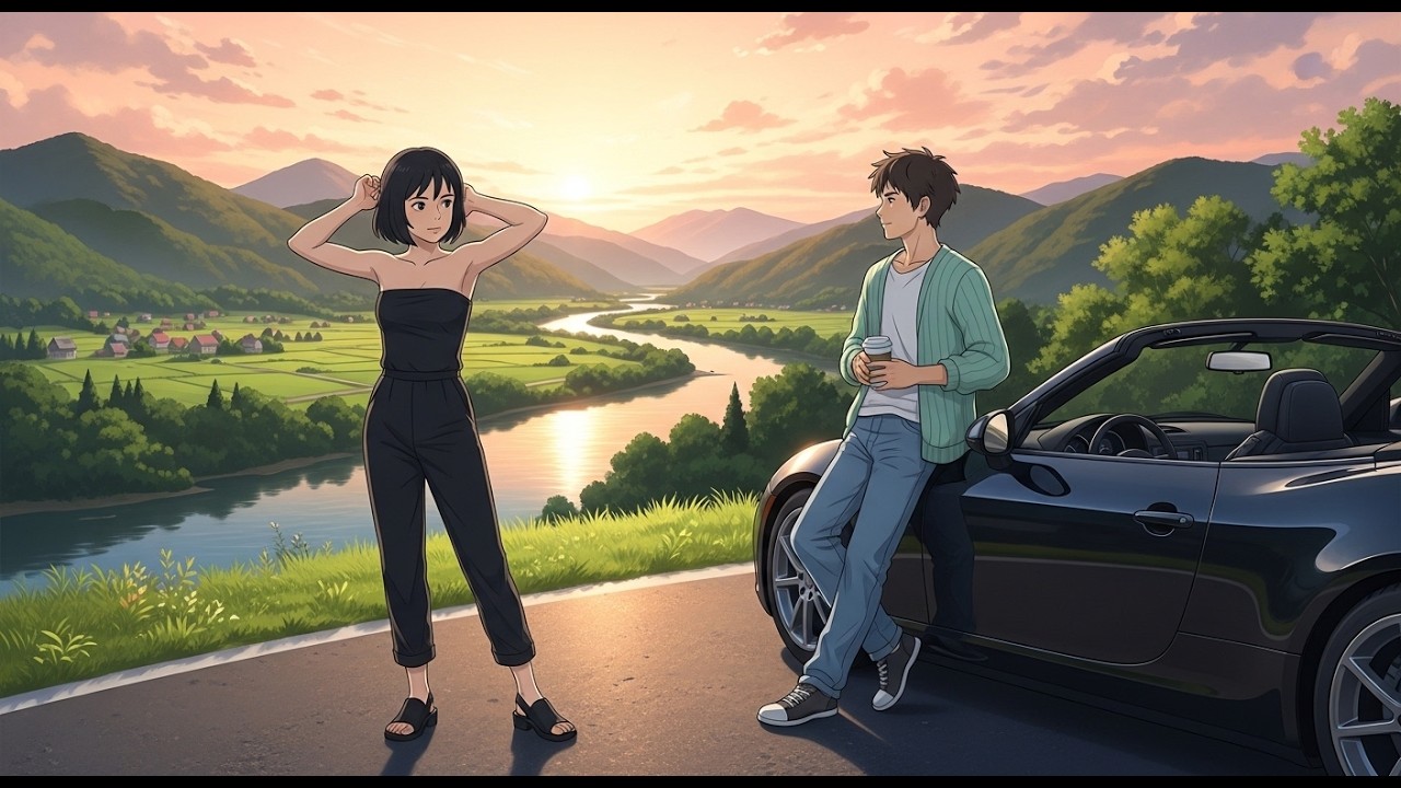 Rainy Night Family Road Trip 🚗🌧️ | Cozy Car Ambience | Ghibli-Style Relaxing Animation