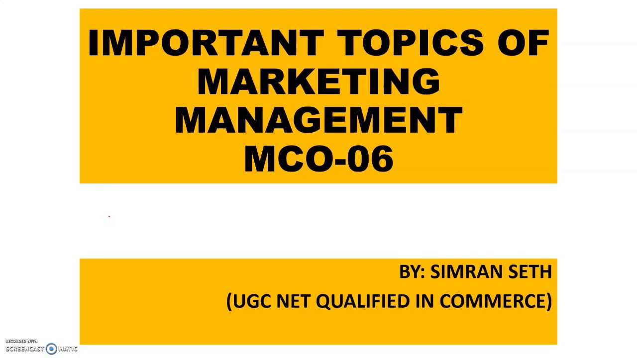 IMPORTANT TOPICS OF MARKETING MANAGEMENT || MCO-06 || IGNOU || M.COM ...
