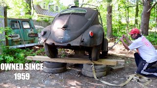 Oval Vw Beetle Rescue  Rare 1956 found Sitting 40 Years Pulled from its Grave  Saving it!