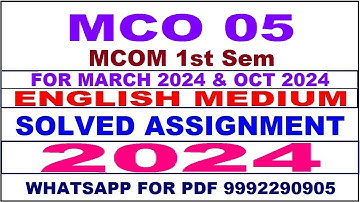 mco 5 solved assignment 2024 | mco 5 solved assignment in english 2023-24 | mcom 1st Sem